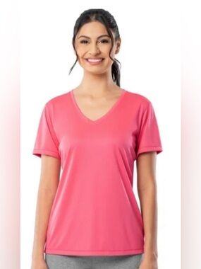 Athletic Works Women's V-Neck Short Sleeve Top - Coral Pink